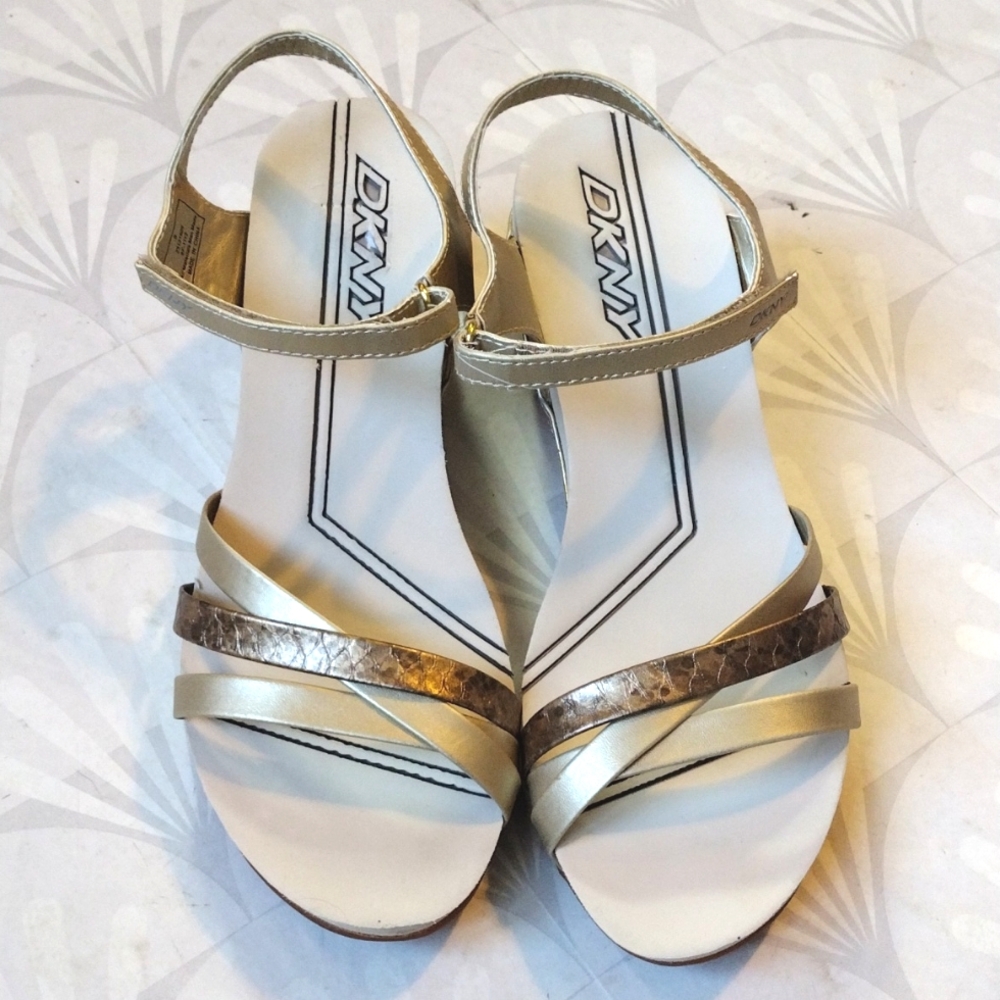 DKNY Gold Sandal Wedge